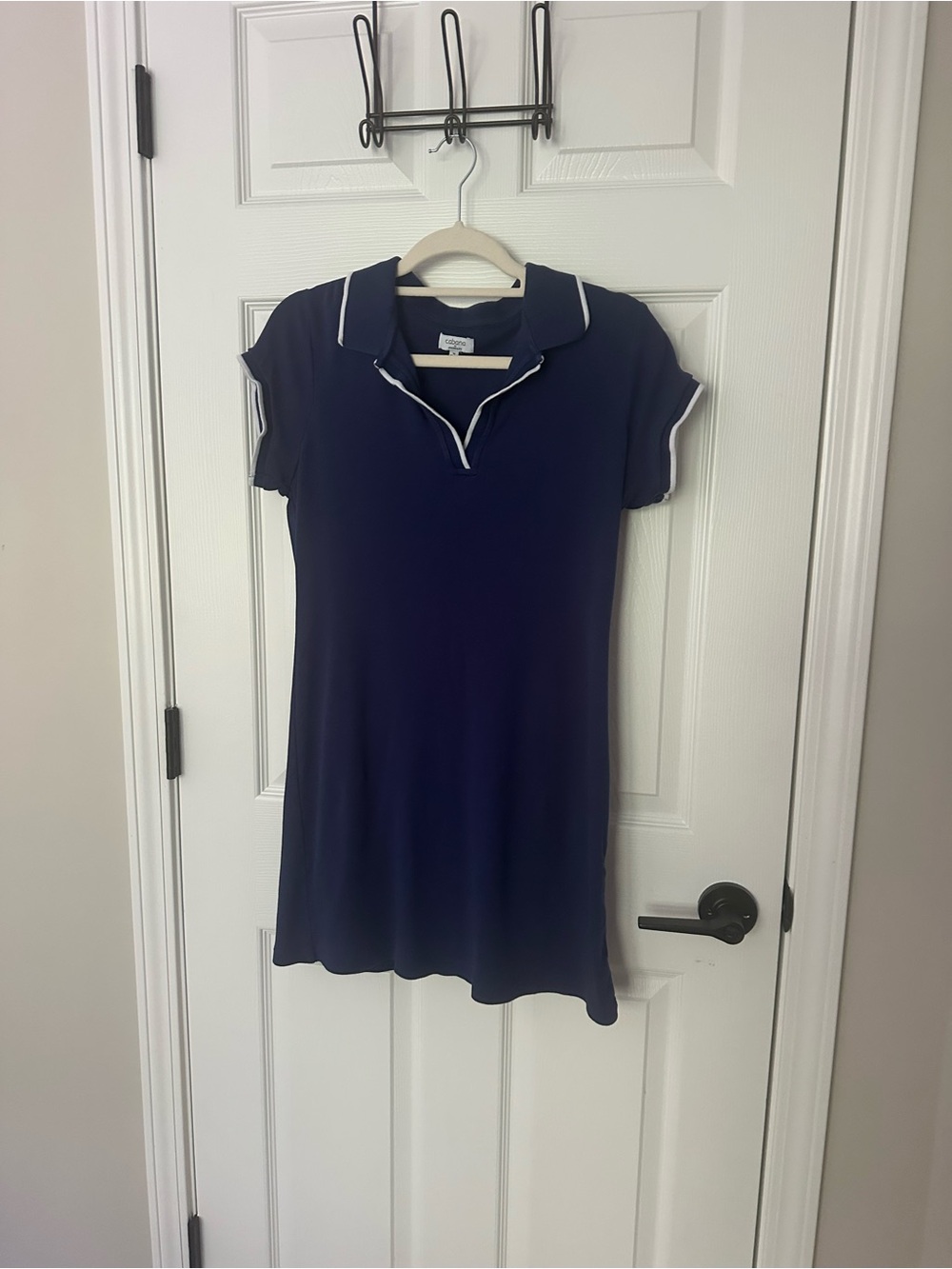 crown & ivy Navy Mini Polo Dress with White Trim